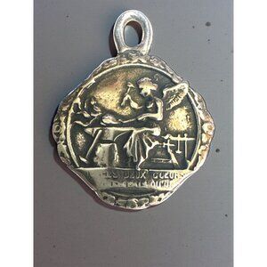 “Vintage French Pendant ‘Les Deux Cœurs Unis’ – Angel & Cupid Design – Romantic